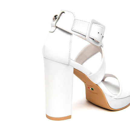 NeroGiardini Sandalo Donna con Tacco e Plateau in Pelle Bianca - MARIO SPATARELLA