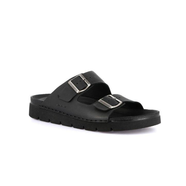 Grunland Sandali Uomo Doppia Fibbia in Pelle Nera CI3095 LERO NERO Grunland 