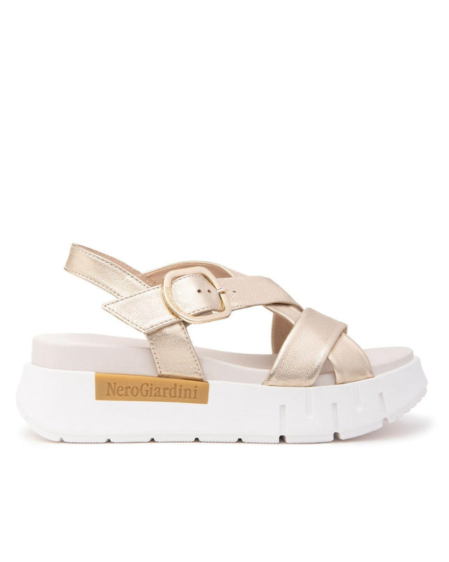 Nero Giardini Sandali Donna con Zeppa in Pelle Miele - MARIO SPATARELLA