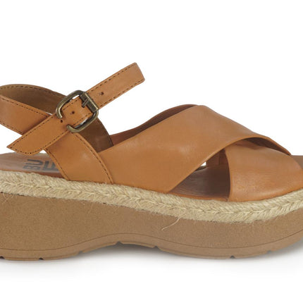 Sandali Zeppa Pelle Cuoio Y8205 CUOIO Bueno 