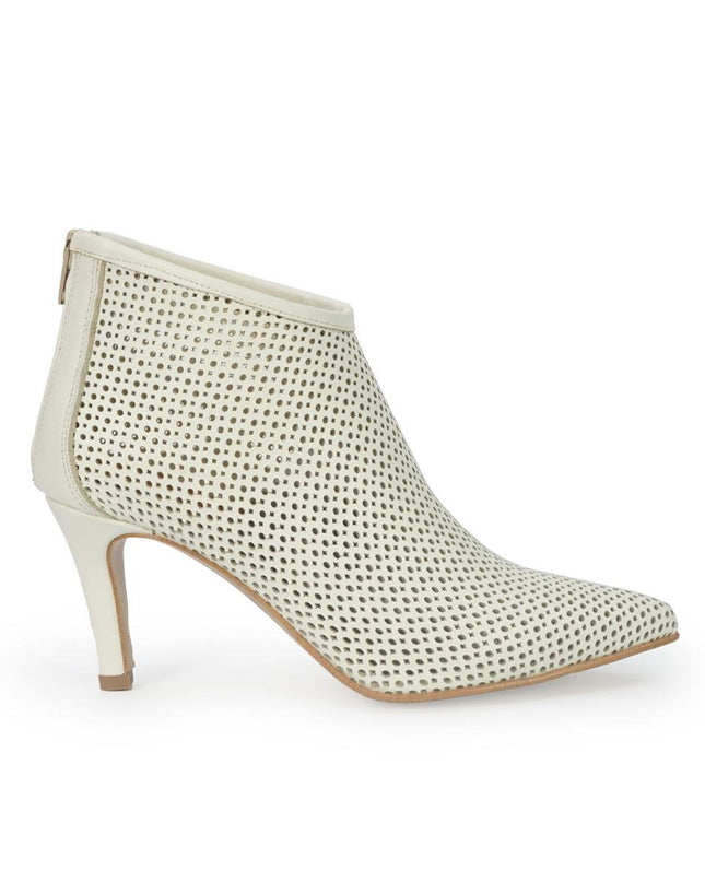 Luis Anne Stivaletto Donna Tacco Stiletto in Pelle Microforata Panna - MARIO SPATARELLA