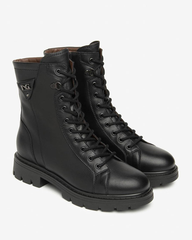 Nero Giardini Anfibi Donna in Pelle Nero - MARIO SPATARELLA