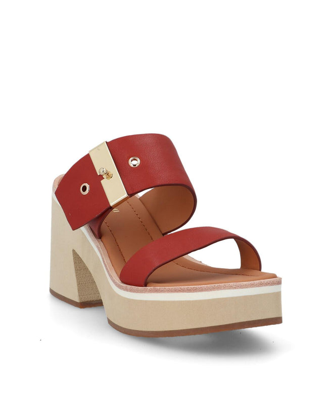 Bruno Premi Sandalo Sabot Donna con Plateau in Pelle Mattone - MARIO SPATARELLA