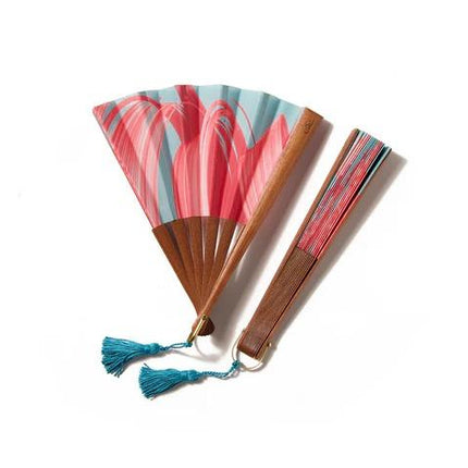 Ventaglio in Legno e Cotone PINK WAWE FLUID Ette 