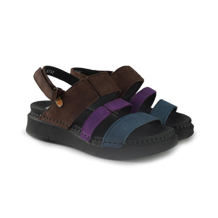 Jungla Sandali Donna Zeppa Bassa in Pelle Multicolor 8192 TINTA Jungla 