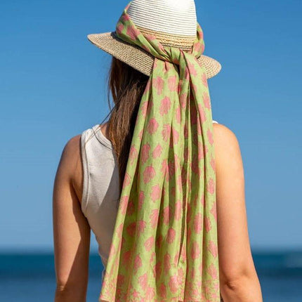 Foulard in Cotone Stampato Fantasia Verde ACT128F COTTON GREEN Colores de Otono 