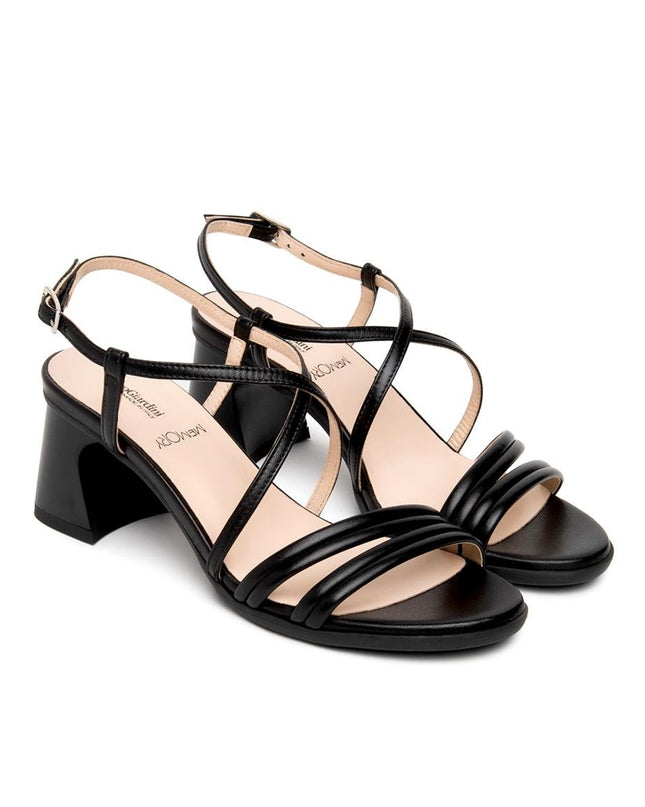Nero Giardini Sandali Donna con Tacco in Pelle Nera - MARIO SPATARELLA