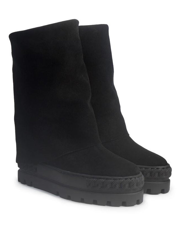 Tsakiris Mallas Stivali Donna con Risvolto e Zeppa in Camoscio Nero 622 NINA CAMOSCIO BLACK Tsakiris Mallas 