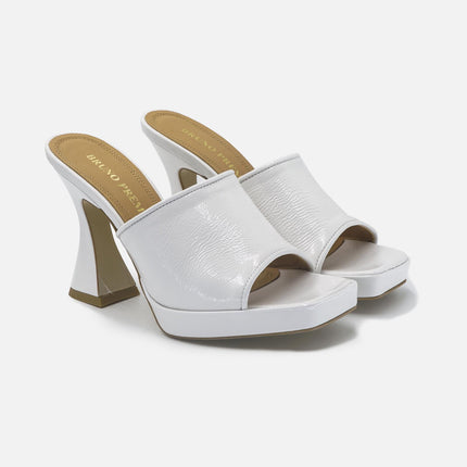 Sabot Donna con Tacco Rocchetto e Plateau BF2201X BURRO WHITE Bruno Premi 