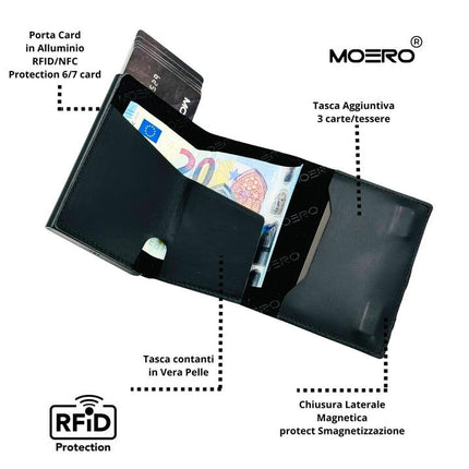 Moero Pro Prestige Black Zip Portafoglio Slim - MARIO SPATARELLA