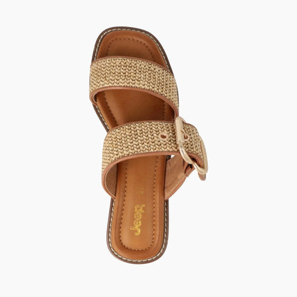 Jeep Sandalo Flat Donna in Tessuto Avio Beige - MARIO SPATARELLA