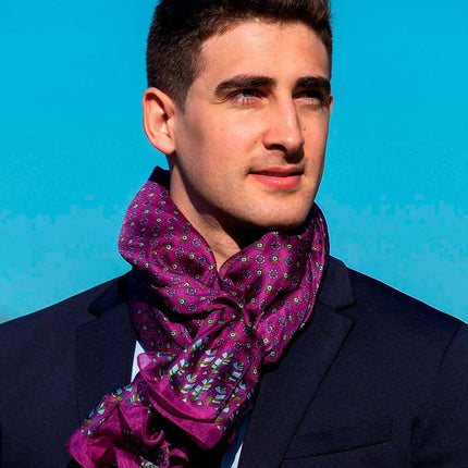 Foulard Uomo in Seta Stampa Viola ASK79C U SILK MORADO Colores de Otono 