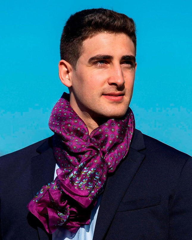 Foulard Uomo in Seta Stampa Viola ASK79C U SILK MORADO Colores de Otono 