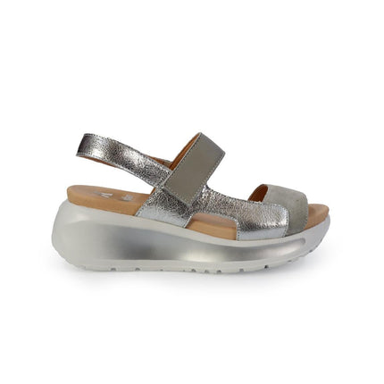 Callaghan Sandali Donna con Velcro in Pelle Argento - MARIO SPATARELLA