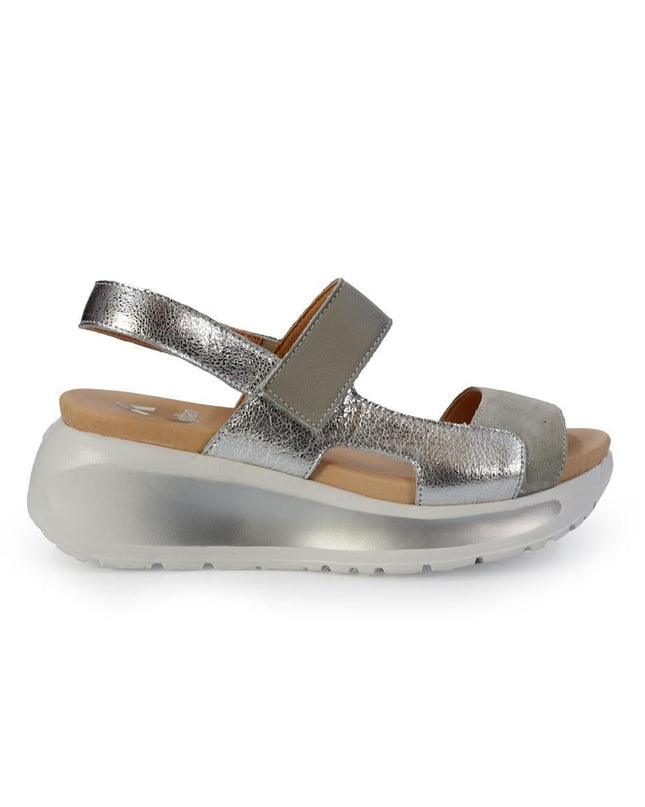 Callaghan Sandali Donna con Velcro in Pelle Argento 35204 BERTA PLATA Callaghan 