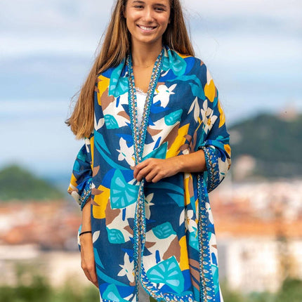 Foulard in Lana Misto Seta Blu ASW35F AZUL OSCURO Colores de Otono 