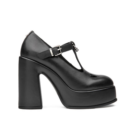 Pump Cult Donna con Tacco e Plateau in Pelle Nero CLW460100 BJORK BLACK Cult 