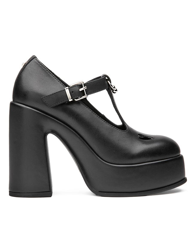 Pump Cult Donna con Tacco e Plateau in Pelle Nero CLW460100 BJORK BLACK Cult 