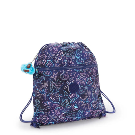 Kipling Sacca in Tessuto Fantasia Blu SUPERTABOO DISCO FISH Kipling 
