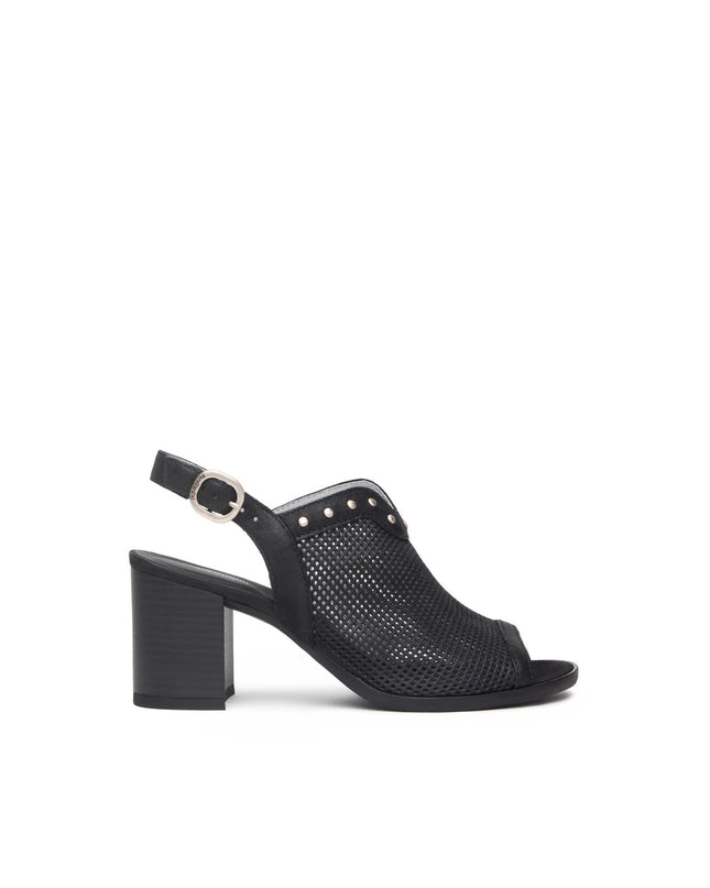 Nero Giardini Sandali Donna con Tacco in Pelle Nera Traforata - MARIO SPATARELLA