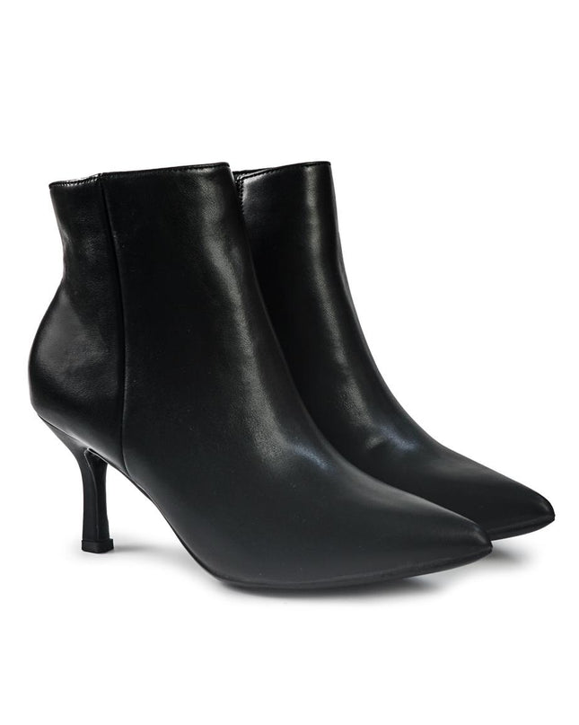 Stivaletti Donna a Punta Tacco a Spillo in Pelle Nero YA08-06A BLACK ClaudV 