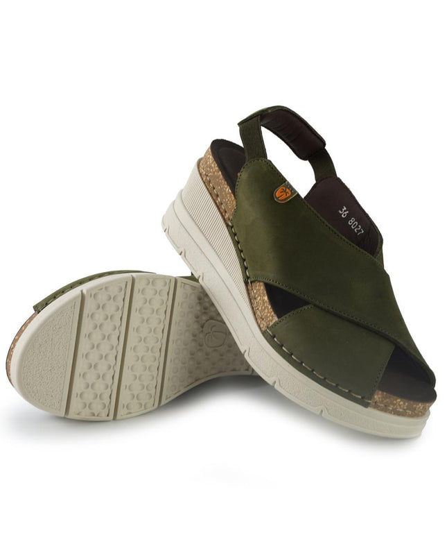 Jungla Sandali Donna con Zeppa in Pelle Verde 8027 PRADO Jungla 