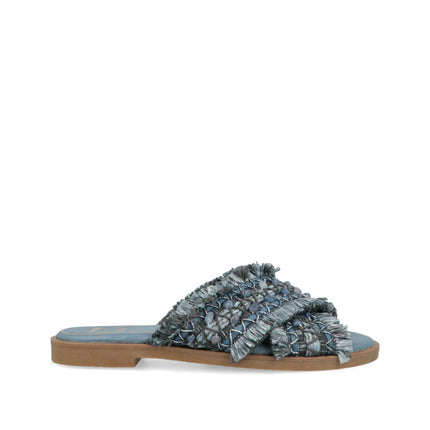 O-Joo Sandalo Flat Donna in Tessuto con Pietre Blu MILEY CROSS SKY O-JOO 
