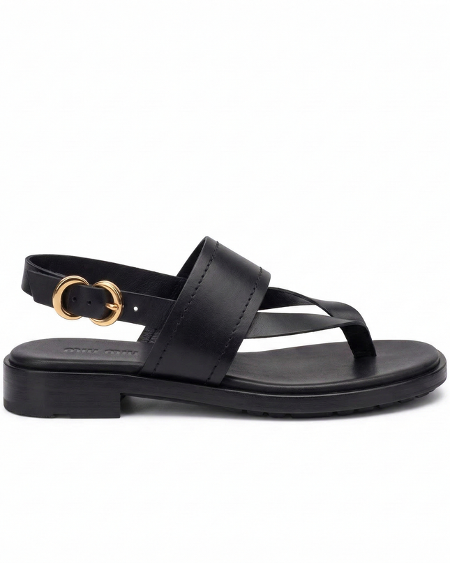Frau Sandali Infradito Basso Donna in Pelle Nero 87M4 LONDON BLACK Frau 