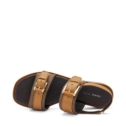 Frau Sandali Donna Bassi in Pelle Marrone 87H5 MORO Frau 