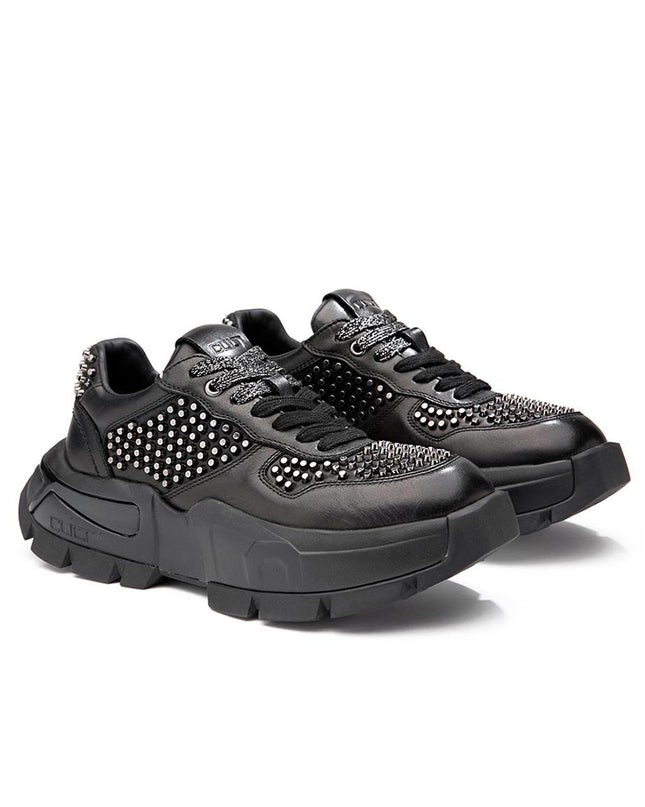Sneakers Cult Donna con Borchie in Pelle Nero - MARIO SPATARELLA