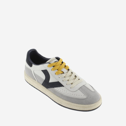 Victoria Sneakers Bassa Uomo in Pelle Bianca Blu Multi - MARIO SPATARELLA