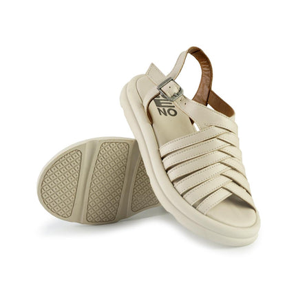 Bueno Sandali Donna Basso in Pelle Crema E3300 CREMA Bueno 
