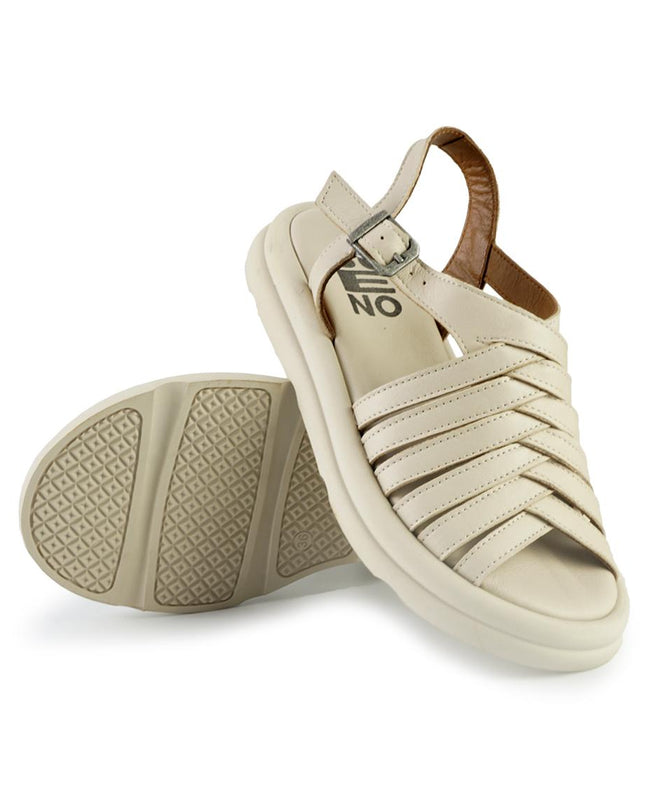 Bueno Sandali Donna Basso in Pelle Crema E3300 CREMA Bueno 