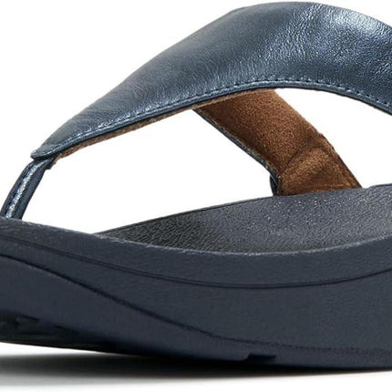 FitFlop Sandali Donna Infradito in Pelle Laminata Blu I88-D57 LULU METALLIC BLUE FitFlop 