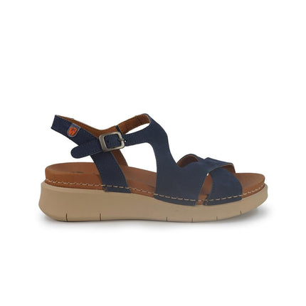Jungla Sandali Donna Zeppa Bassa in Pelle Nabuk Blu - MARIO SPATARELLA