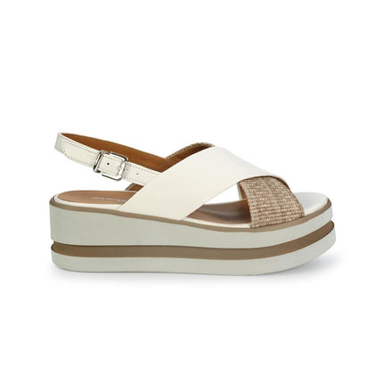 Gianmarco Sorelli Sandalo Donna Platform con Zeppa in Pelle Bianca Noce - MARIO SPATARELLA