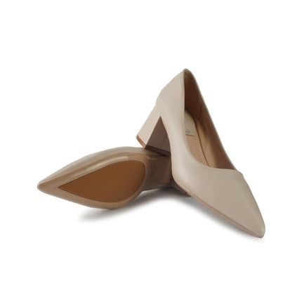 Francesco Milano Decollete in Pelle Beige Tacco Largo F11-01A SACCHETTO Francesco Milano 