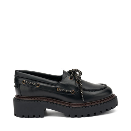 Frau Mocassini Barca Donna in Pelle Nero 78L6 TRESOR BLACK Frau 