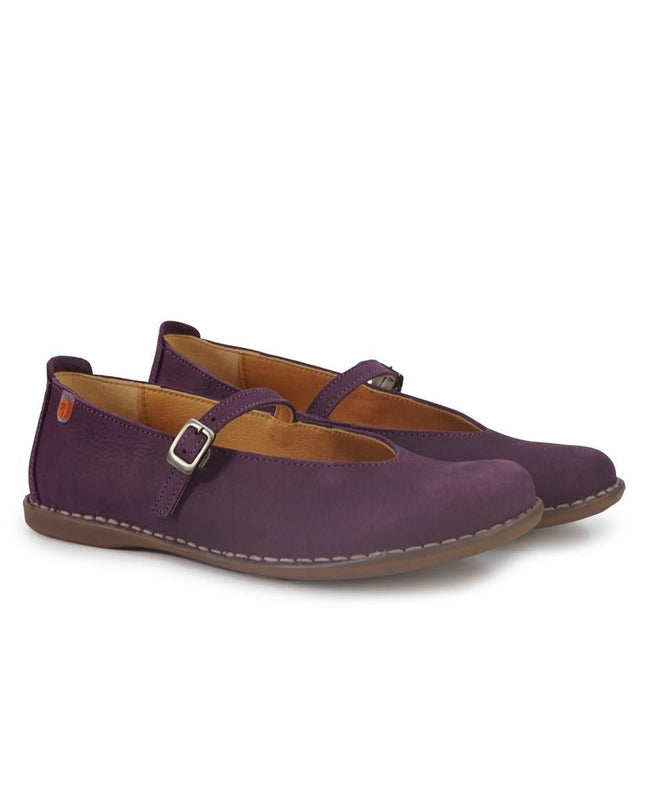 Jungla Ballerina Donna con Cinturino in Pelle Nabuk Viola - MARIO SPATARELLA