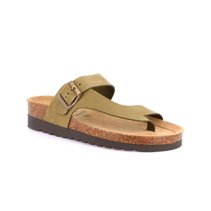 Grunland Sandali Infradito Donna Plantare Sughero in Nabuk Oliva CB0327 HOLA OLIVA Grunland 