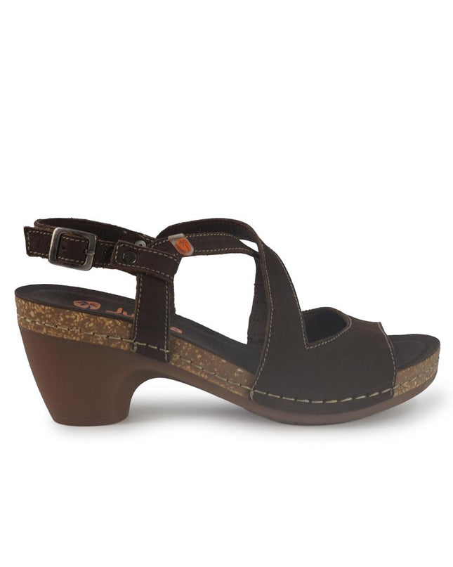 Jungla Sandalo Donna con Tacco in Pelle Nabuk Marrone 8520 CAFFE Jungla 