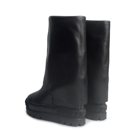 Tsakiris Mallas Stivali Donna Double Face con Risvolto e Zeppa in Pelle Nero 622 NINA PELLE BLACK Tsakiris Mallas 