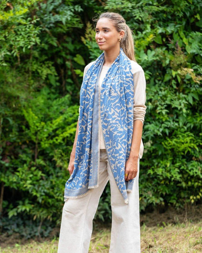 Foulard in Lana Misto Seta Azzurro ASW52F AZUL Colores de Otono 