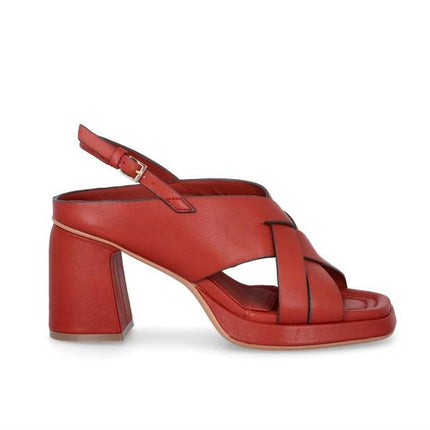 Bruno Premi Sandalo Donna con Plateau in Pelle Mattone - MARIO SPATARELLA