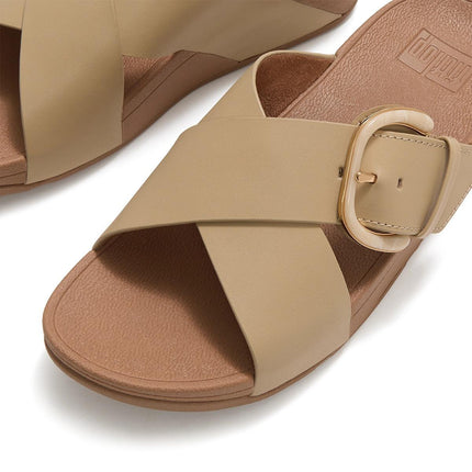 FitFlop Sandali Donna con Fibbia in Pelle Cappuccino Beige - MARIO SPATARELLA