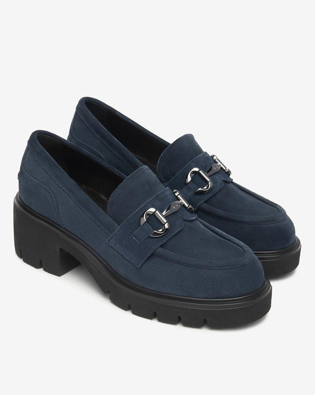 Nero Giardini Mocassini Donna con Tacco e Morsetto in Camoscio Blu I513984D INCANTO 207 Nero Giardini 
