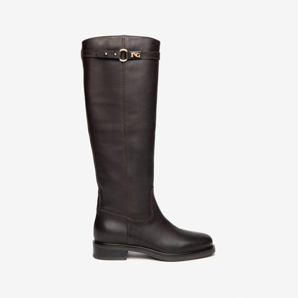 Stivali Tacco Basso Pelle Marrone I408850D MORO 300 Nero Giardini 