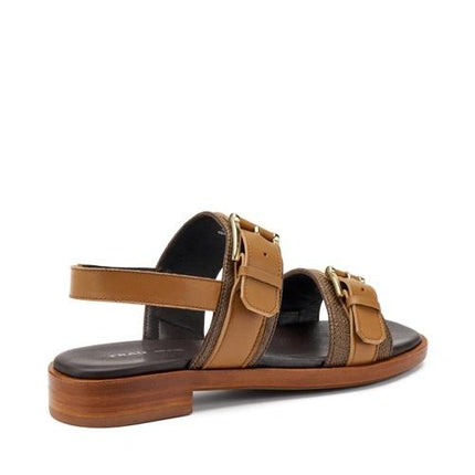 Frau Sandali Donna Bassi in Pelle Marrone 87H5 MORO Frau 