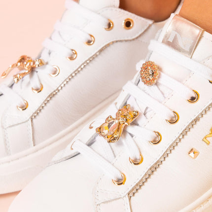 Nero Giardini Sneakers Bassa Donna in Pelle Bianca con Charms E409975D BIANCO 707 Nero Giardini 