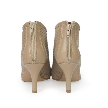 Luis Anne Stivaletto Donna Tacco Stiletto in Pelle Microforata Beige - MARIO SPATARELLA